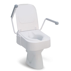 Toilettensitzerhöhung TSE 150 mit Deckel und Armlehnen, weiß, max. 150kg bel.