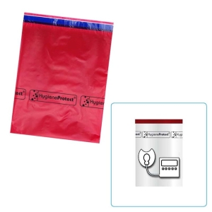 Folientasche, Bags Hygiene Protect rot, unrein/dirty, 30 x 43 cm (100 Stück) Sicherheitsverschluss
