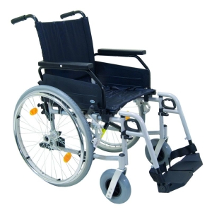 Rollstuhl Rotec, TrBr., Steckachse, Seitenteile desk/lang, silbermetallic