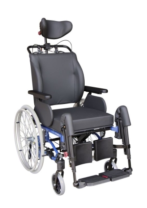 Rollstuhl Netti 4U CE , blau, Trommelbr., AOK BY, Kopfstütze, Seitenpelotten